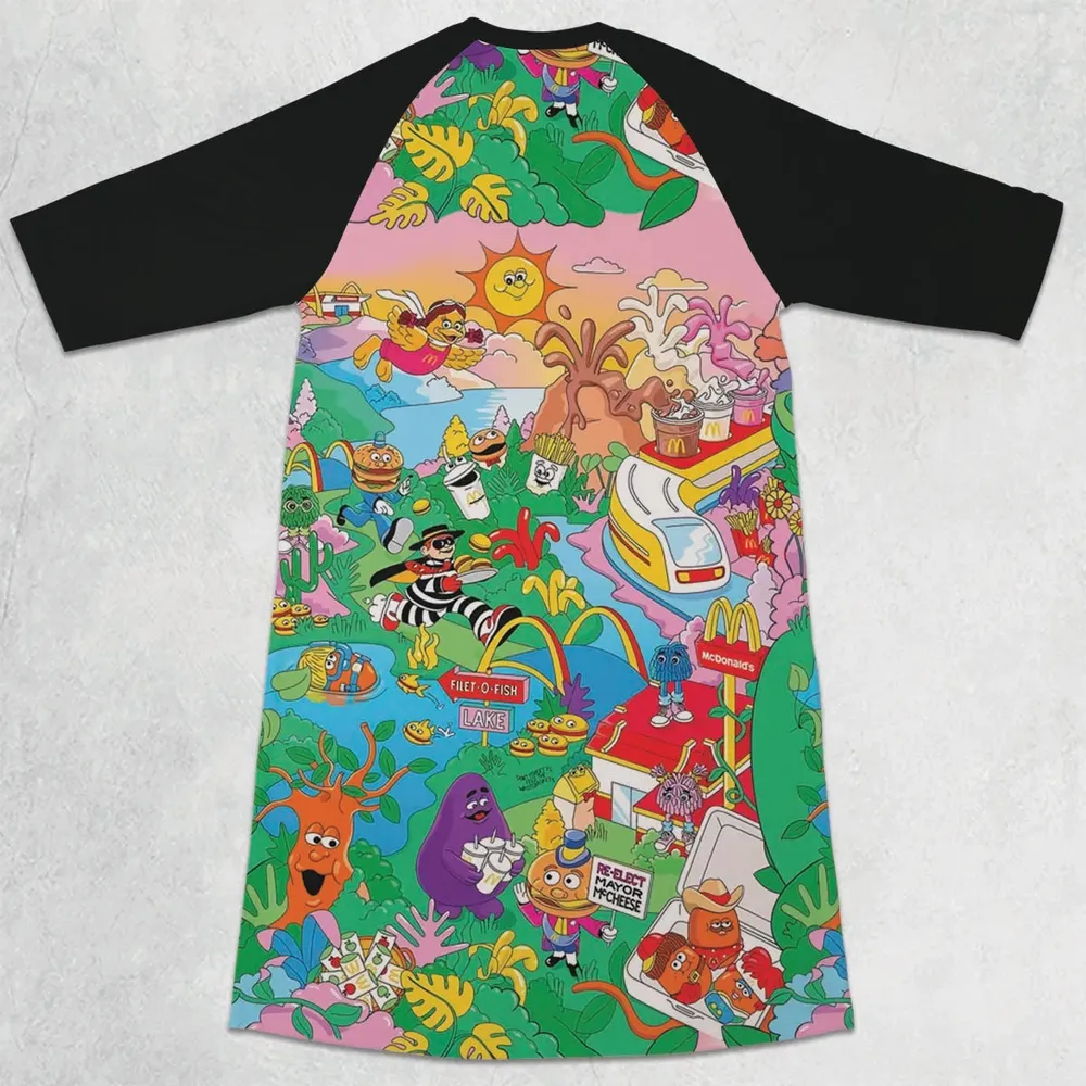 Foodland Mcdonaldland 3/4 Sleeve Raglan Dress - 2