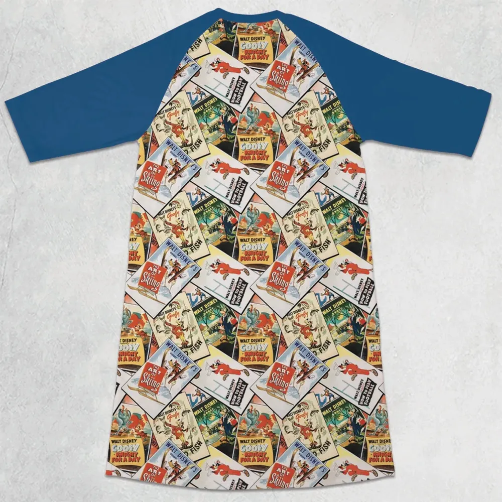 Goofy Vintage Posters 3/4 Sleeve Raglan Dress - 2