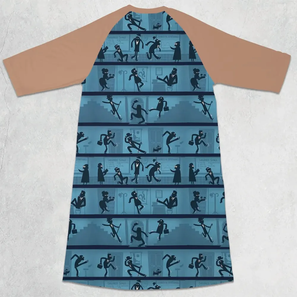Walking In The Darkness Silly Walks 3/4 Sleeve Raglan Dress - 2