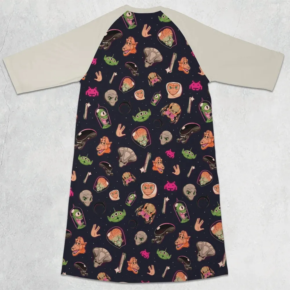 Classic Aliens 3/4 Sleeve Raglan Dress - 2