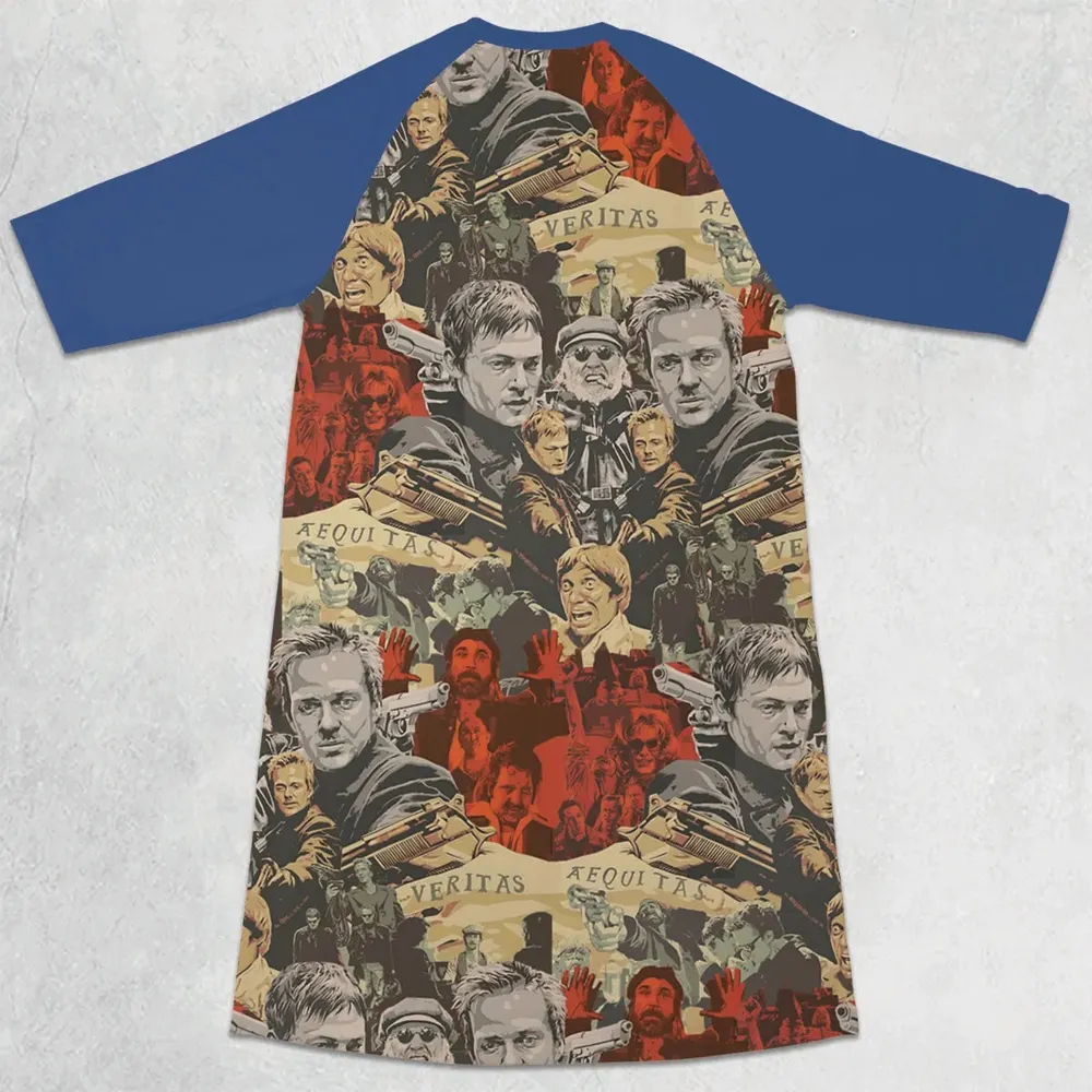 Retro 90s Action Film The Boondock Saints 3/4 Sleeve Raglan Dress - 2