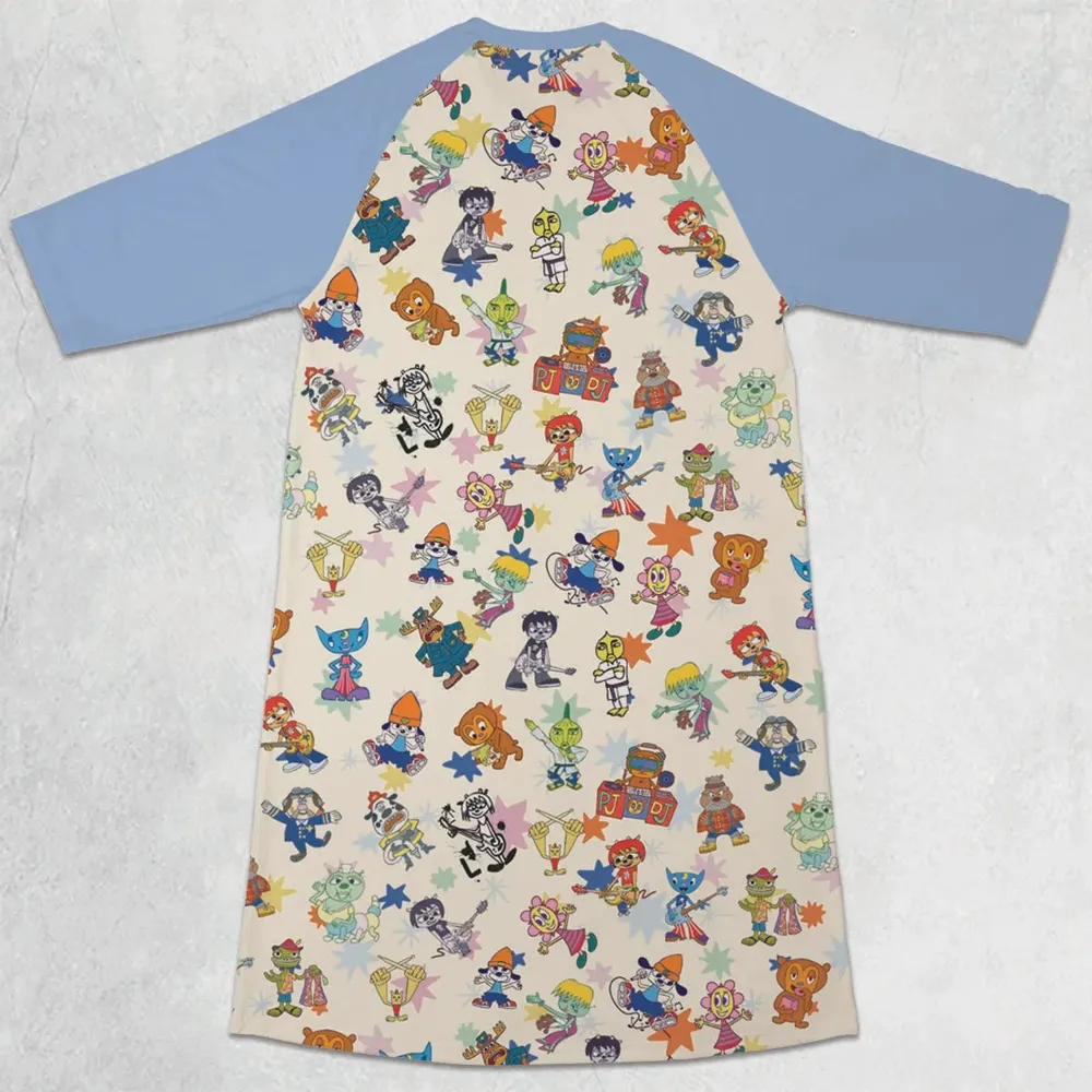 Parappa the Rapper Characters 3/4 Sleeve Raglan Dress - 2