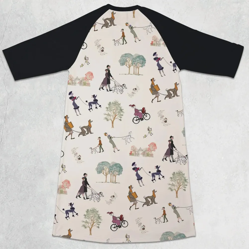 Dog Walking Look Alikes 101 Dalmations 3/4 Sleeve Raglan Dress - 2