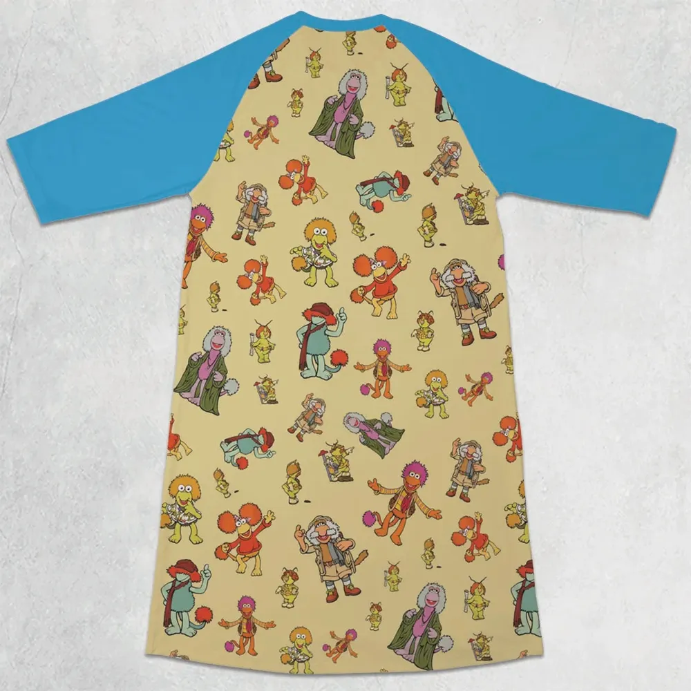 Fraggle Rock Characters 3/4 Sleeve Raglan Dress - 2