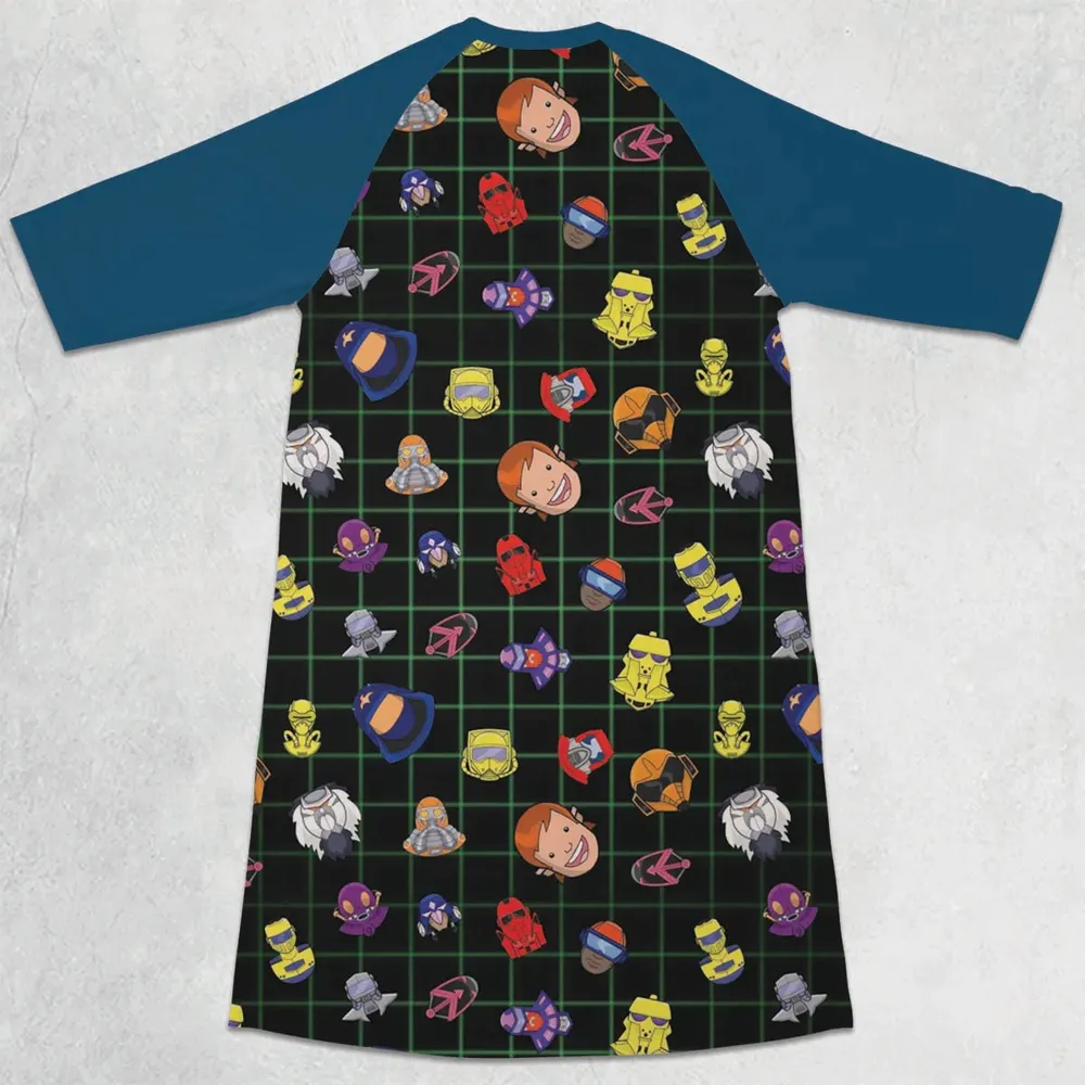 Retro 80s M.A.S.K Cartoon 3/4 Sleeve Raglan Dress - 2