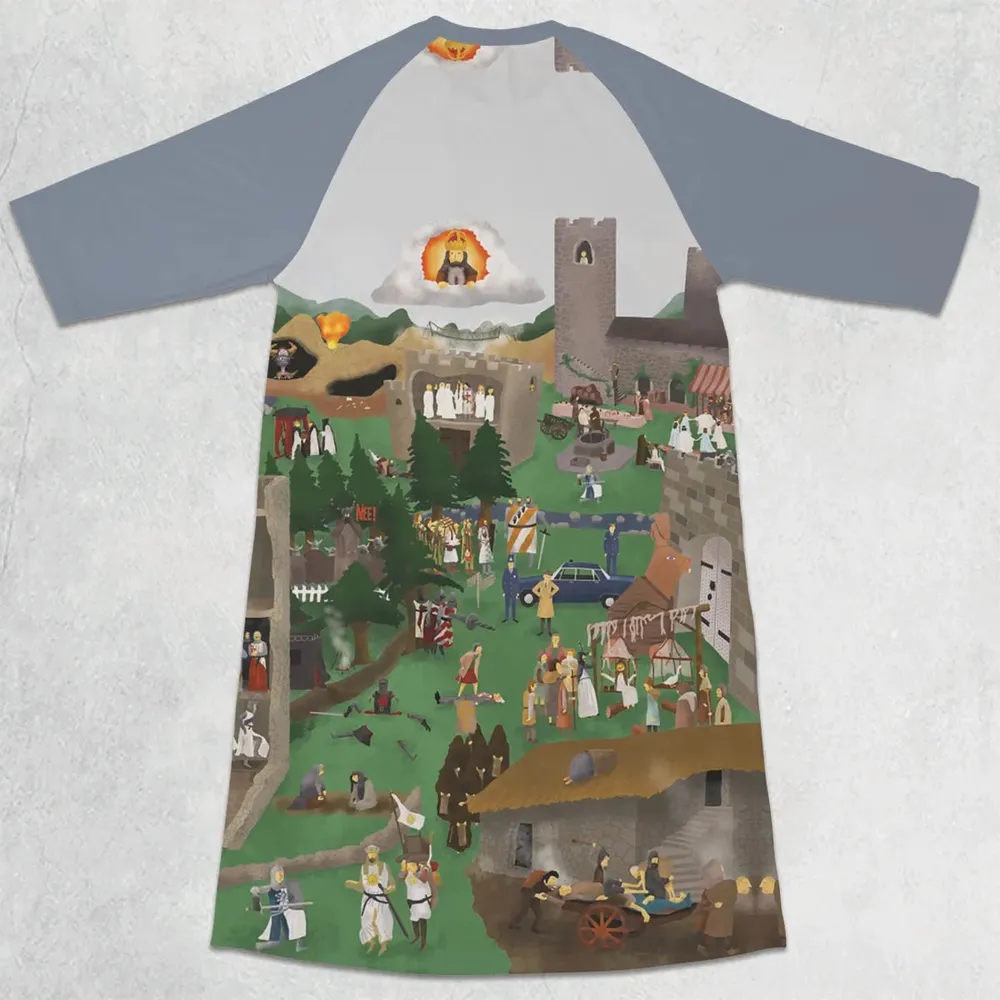 England 932 A.D Monty Python and The Holy Grail 3/4 Sleeve Raglan Dress - 2