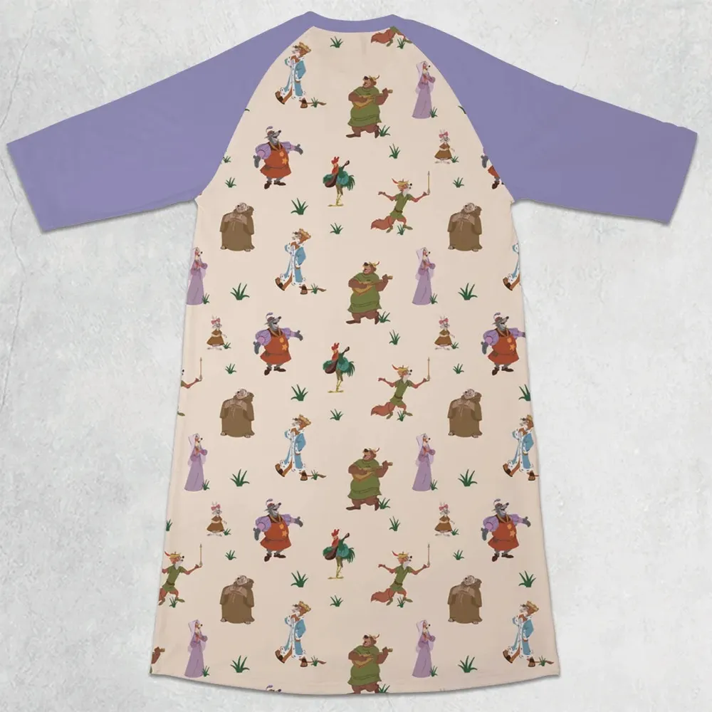 Oo-de-lally Robin Hood Characters 3/4 Sleeve Raglan Dress - 2