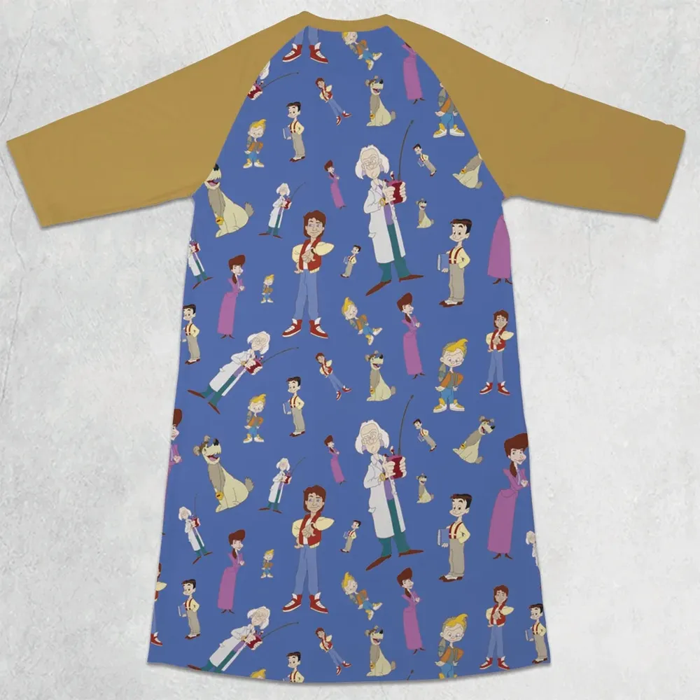 B2tf Cartoon Characters Seamless 3/4 Sleeve Raglan Dress - 2