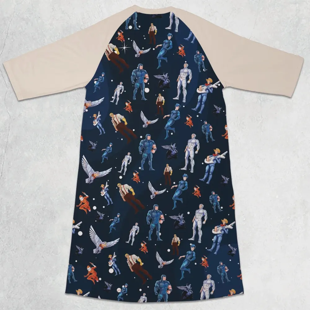 Silverhawks Cartoon Characters 3/4 Sleeve Raglan Dress - 2