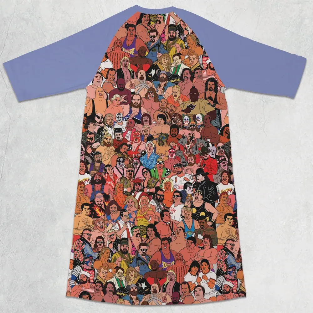 90s Professional Wrestlers 3/4 Sleeve Raglan Dress - 2