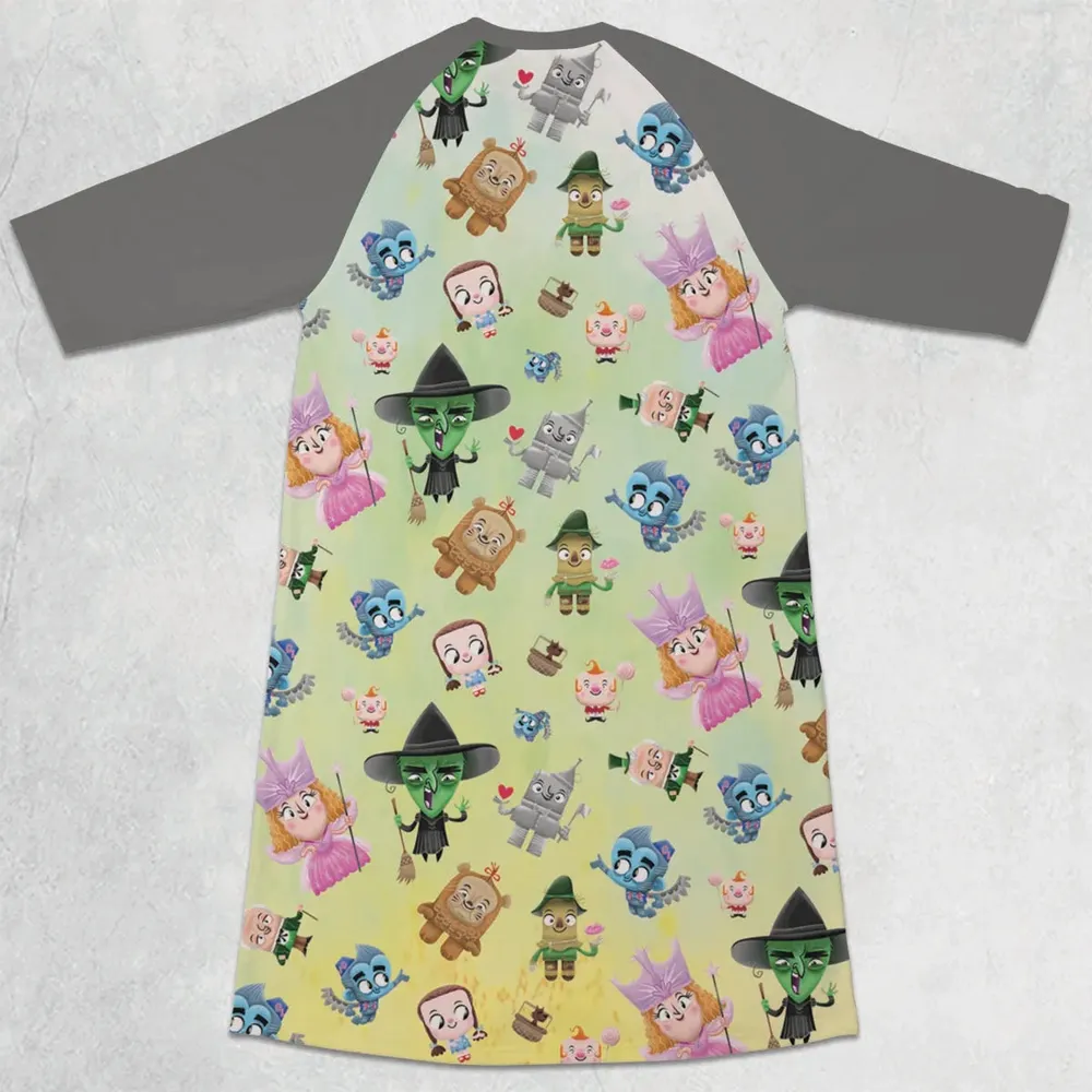 Glinda and Elphaba Meet and Greet 3/4 Sleeve Raglan Dress - 2