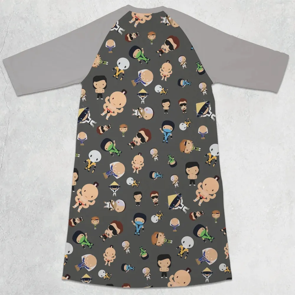 Finish Him Mortal Kombat 3/4 Sleeve Raglan Dress - 2