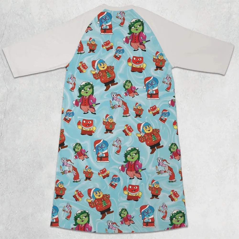 Santa's Emotion Inside Out 3/4 Sleeve Raglan Dress - 2