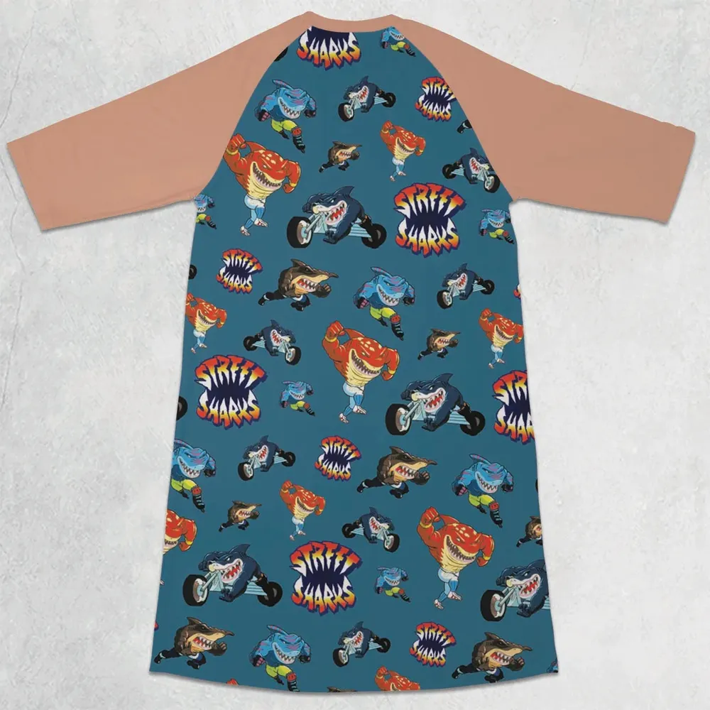 Ripster Slash Street Sharks 3/4 Sleeve Raglan Dress - 2