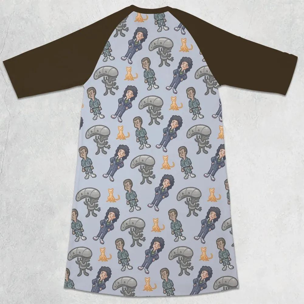 SciFi Chic Alien 3/4 Sleeve Raglan Dress - 2