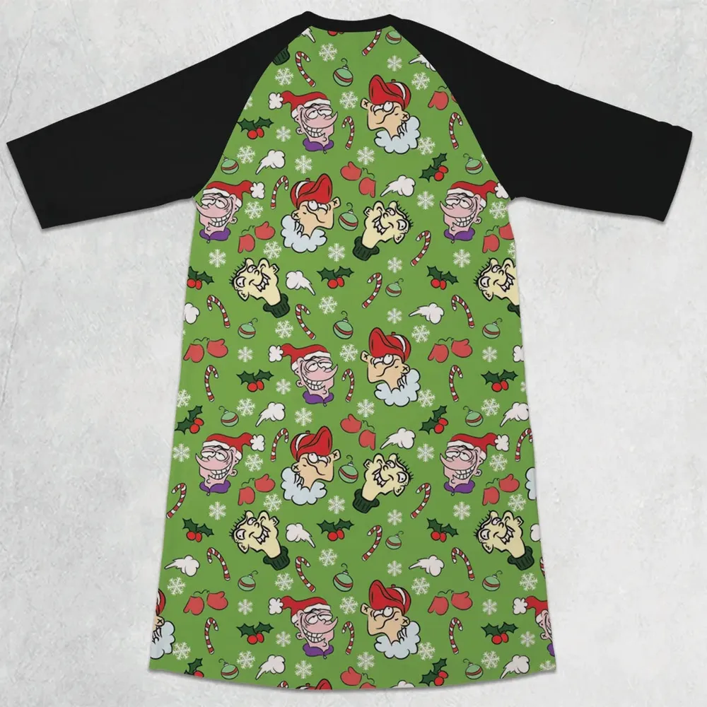 Holiday Mischief Ed Edd n Eddy 3/4 Sleeve Raglan Dress - 2