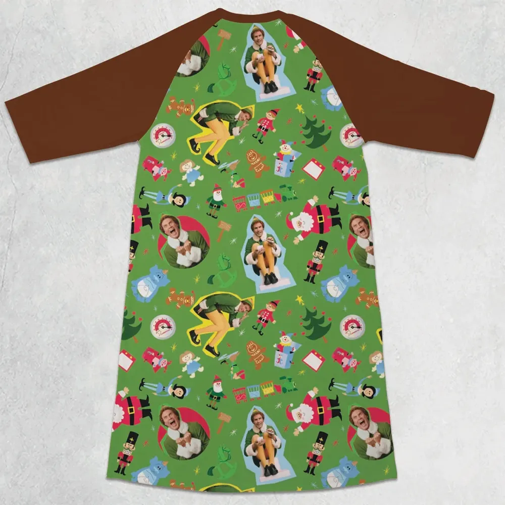Santa Know Him Elf 3/4 Sleeve Raglan Dress - 2