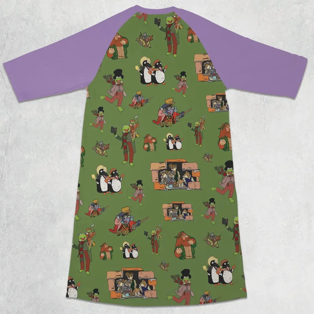 The Muppet Christmas Carol Characters 3/4 Sleeve Raglan Dress - 2