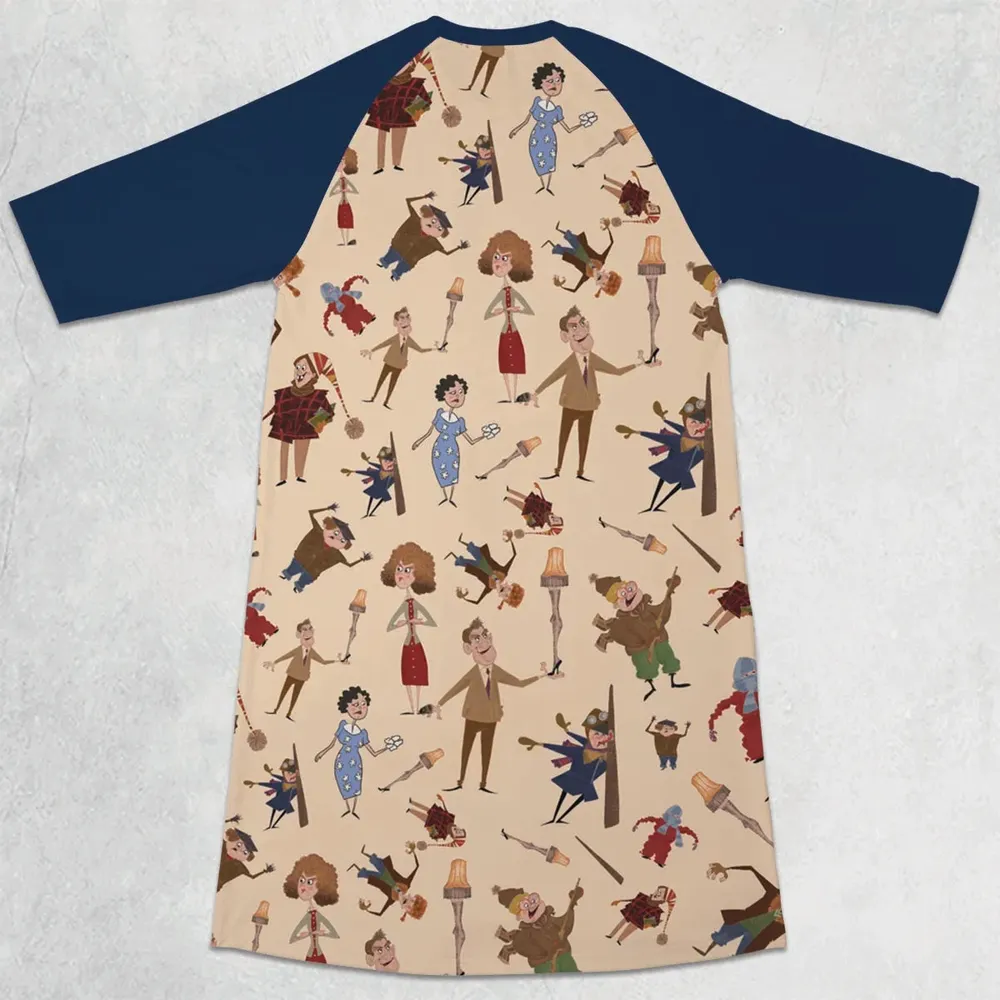 A Christmas Story Characters 3/4 Sleeve Raglan Dress - 2