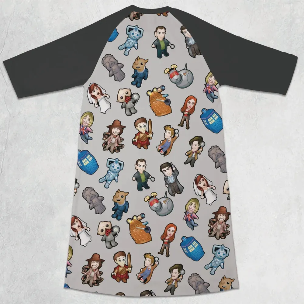 Cartoon Who Doctor Who 3/4 Sleeve Raglan Dress - 2