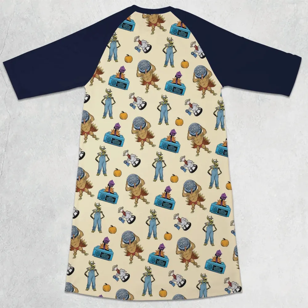 Turkey Day Marathon Telethon MST3K 3/4 Sleeve Raglan Dress - 2