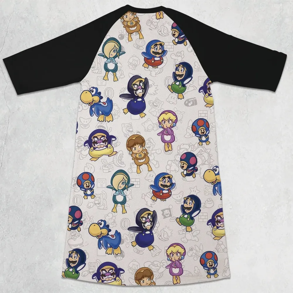 Penguin Party Super Mario 3/4 Sleeve Raglan Dress - 2