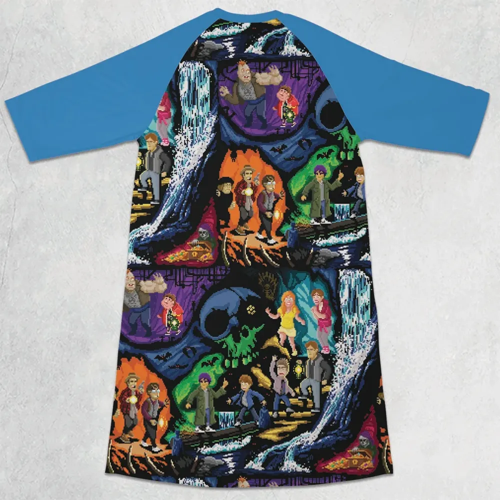 Goonies 80s Pixel Art 3/4 Sleeve Raglan Dress - 2