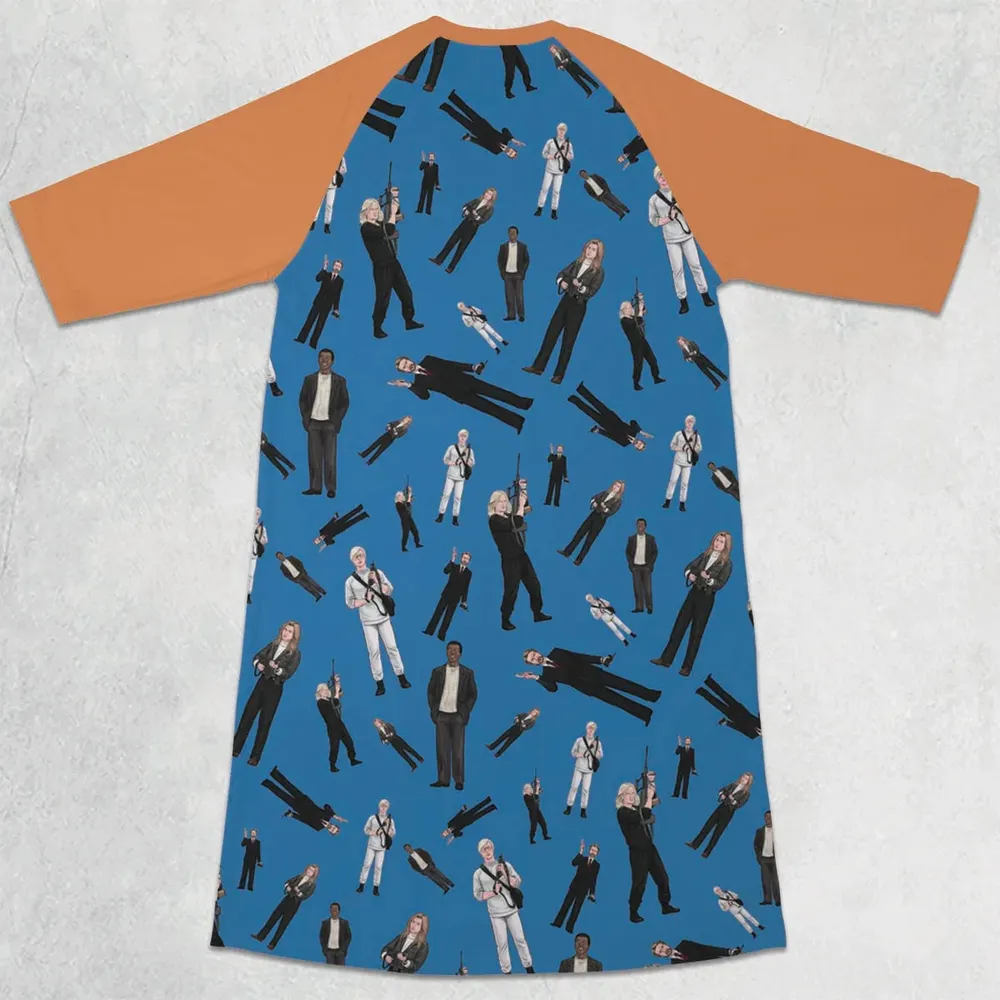 Nakatomi Takeover Die Hard 3/4 Sleeve Raglan Dress - 2