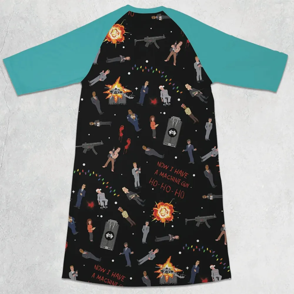 Die Hard Is My Favorite Christmas Movie 3/4 Sleeve Raglan Dress - 2