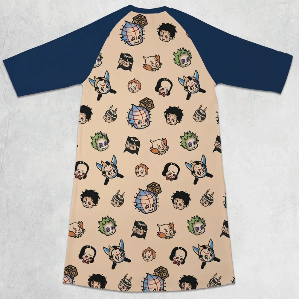 Horror Chic 3/4 Sleeve Raglan Dress - 2