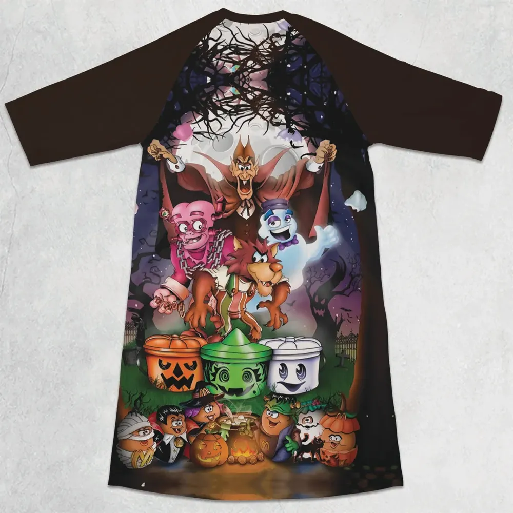 Halloween Food Mascot Themed 3/4 Sleeve Raglan Dress - 2