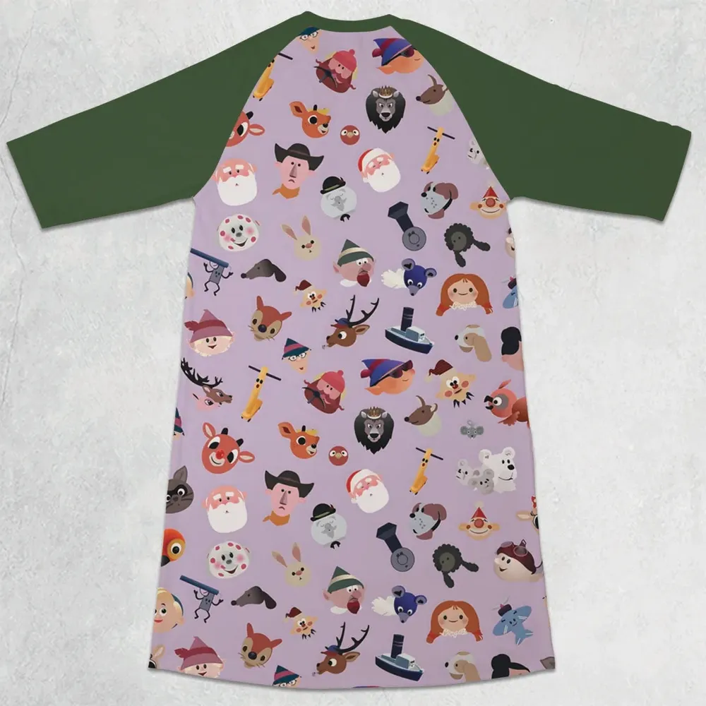 Iconography Rudolph the Red-Nosed Reindeer 3/4 Sleeve Raglan Dress - 2