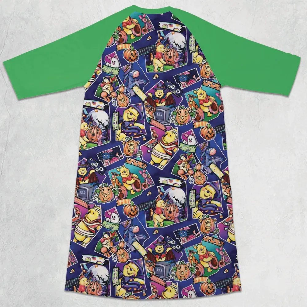 Pooh Bear Halloween 3/4 Sleeve Raglan Dress - 2