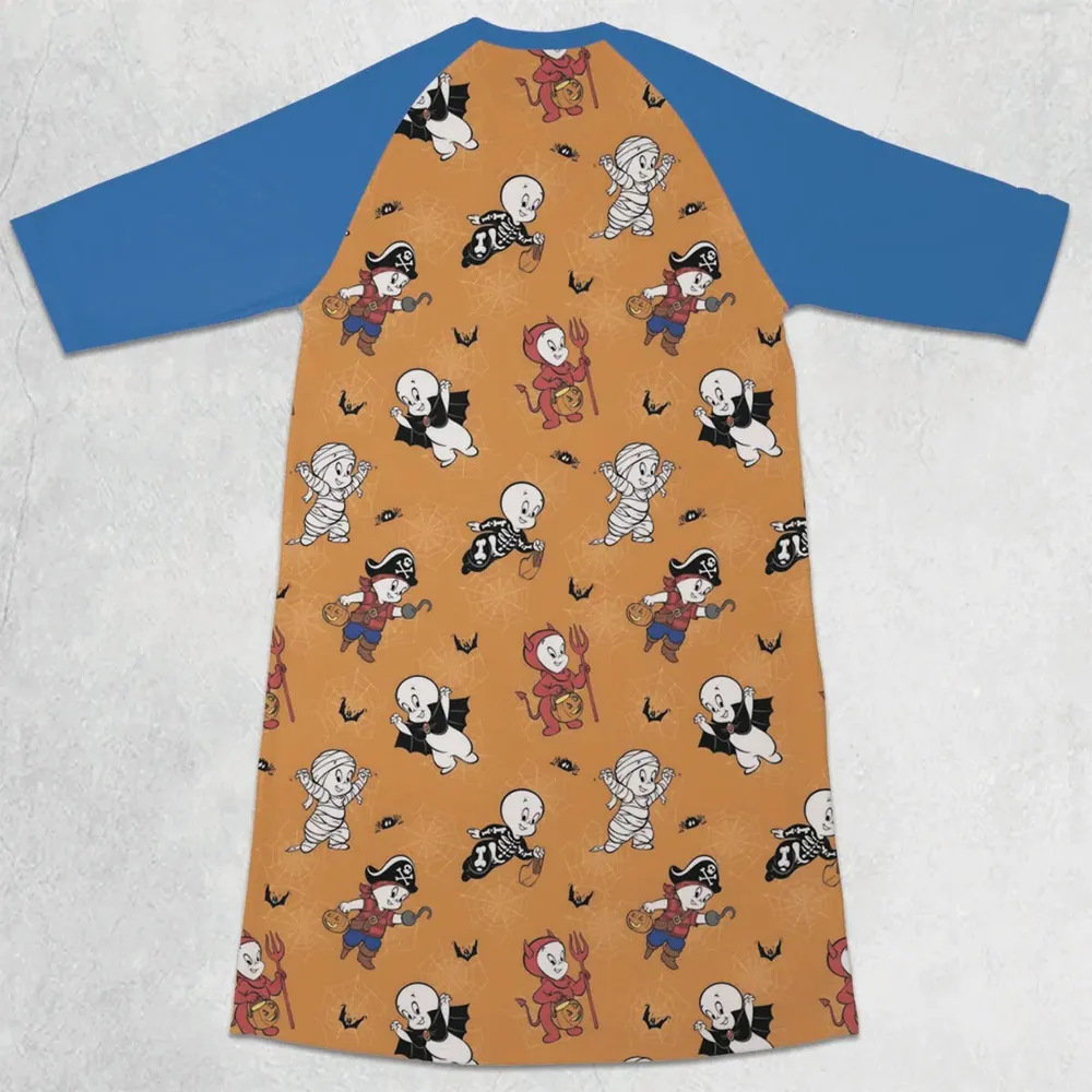 Casper Costume Fun 3/4 Sleeve Raglan Dress - 2