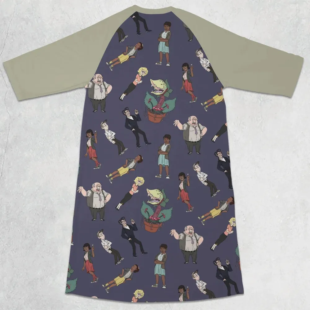 Little Shop Of Horror Characters 3/4 Sleeve Raglan Dress - 2