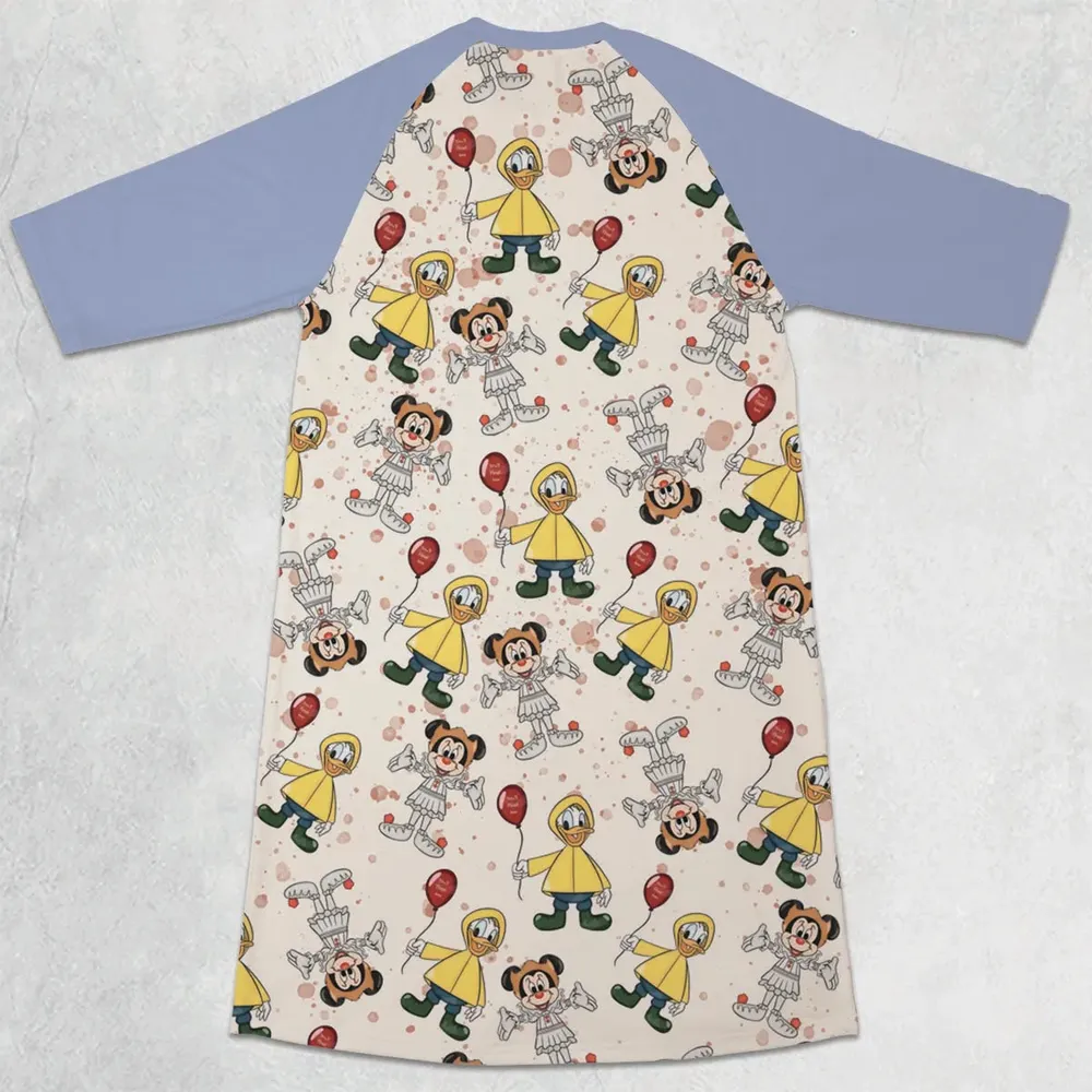 Mouse Clown 3/4 Sleeve Raglan Dress - 2