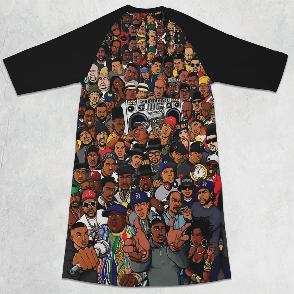 The Golden Age of Hip Hop 3/4 Sleeve Raglan Dress - 2
