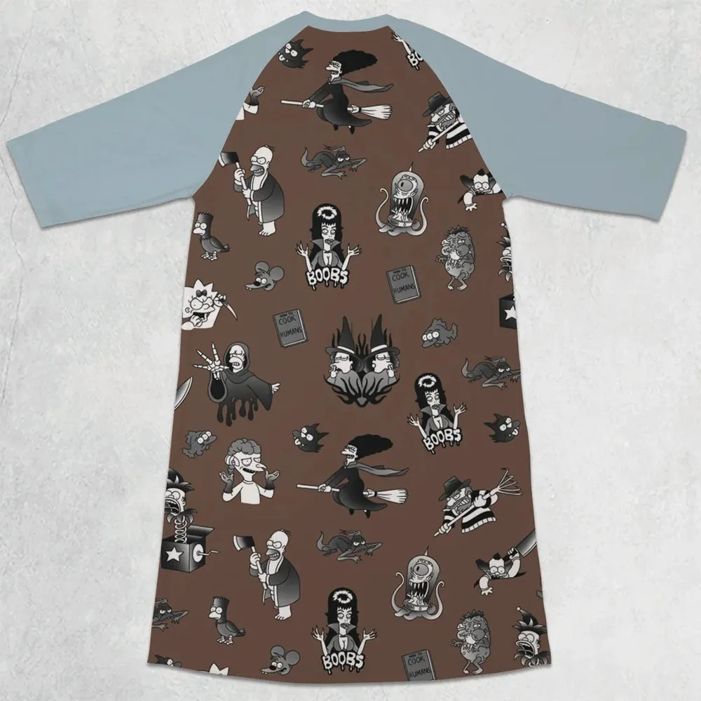 Treehouse of Horror The Simpsons 3/4 Sleeve Raglan Dress - 2