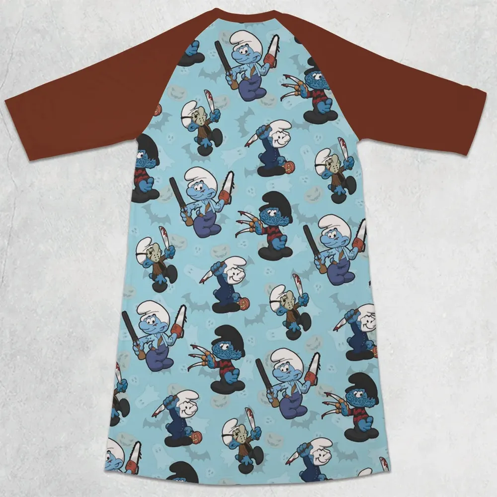 Horror Smurfs 3/4 Sleeve Raglan Dress - 2