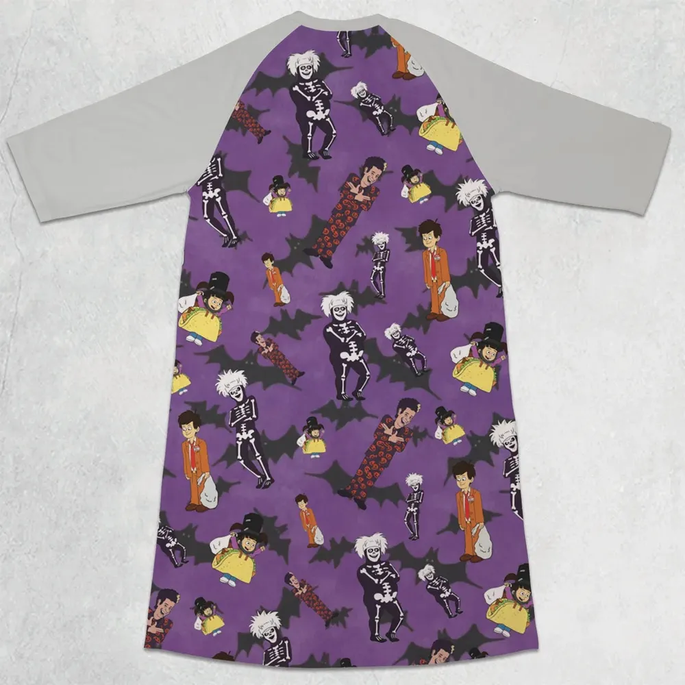 SNL David S. Pumpkins Animated Special 3/4 Sleeve Raglan Dress - 2