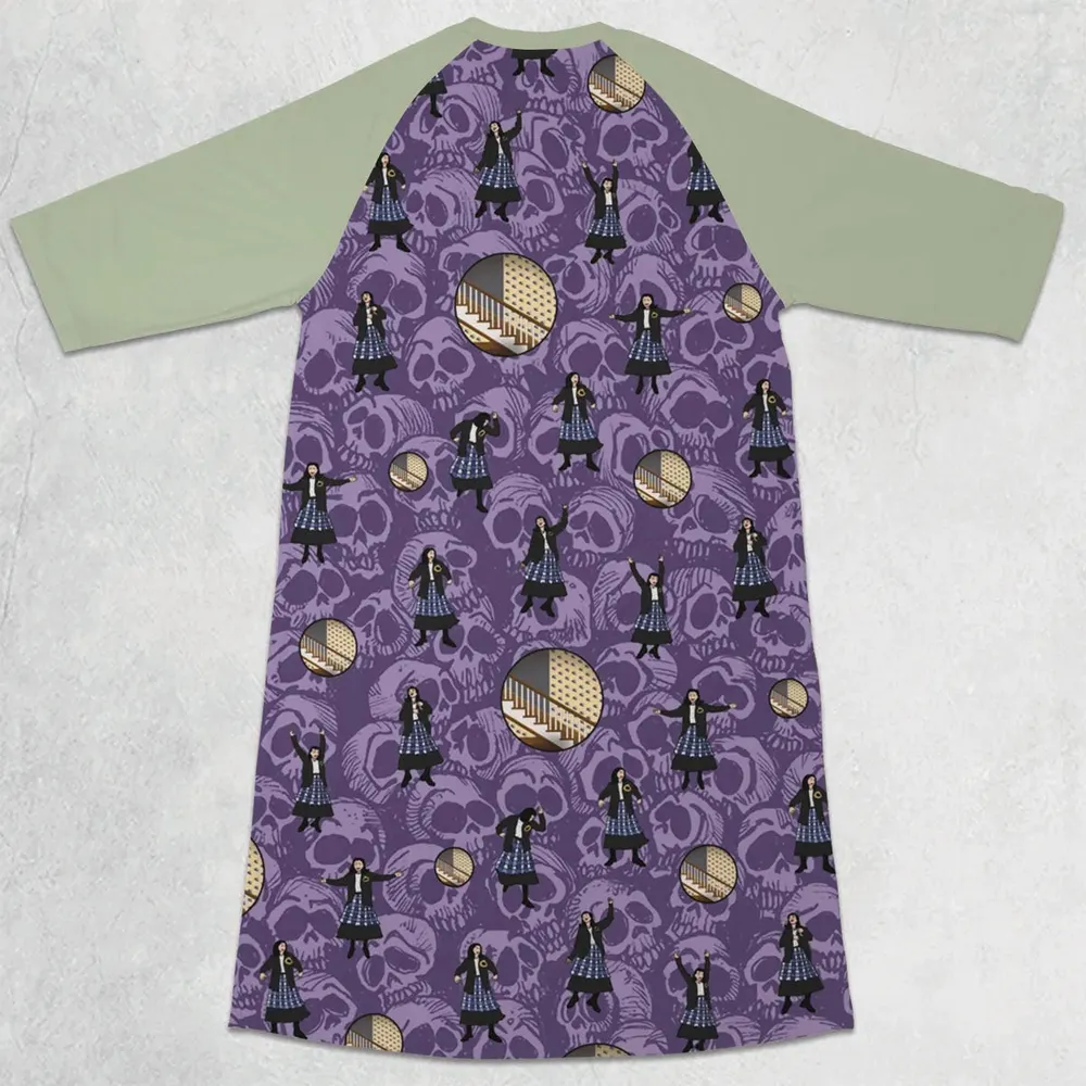 Lydia Deetz Dances To Jump In The Line Beetlejuice 3/4 Sleeve Raglan Dress - 2