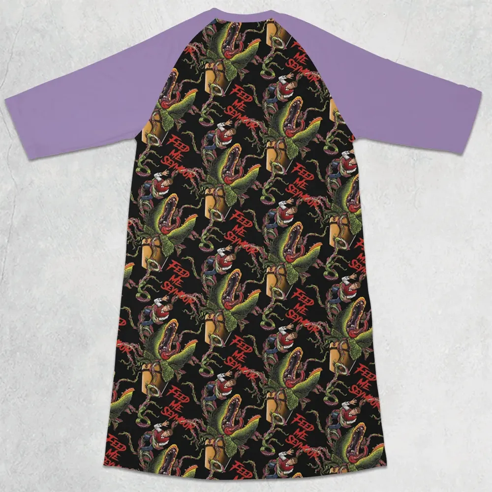 Feed Me Seymour Horror Little Shop 3/4 Sleeve Raglan Dress - 2