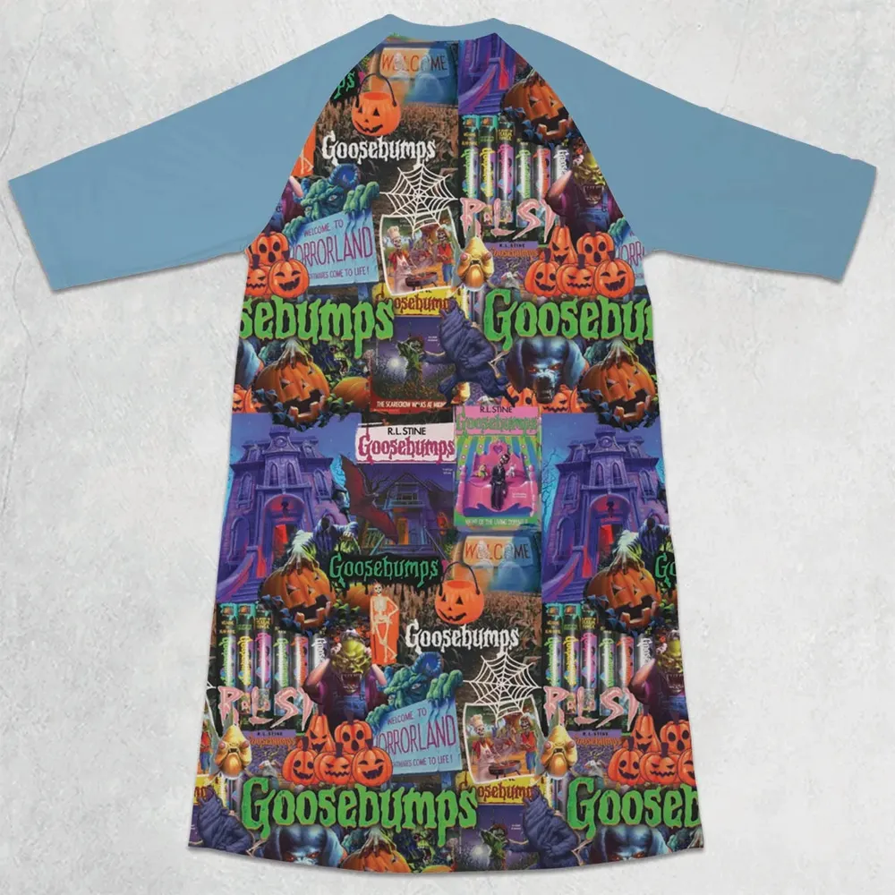 Goosebumps Pattern 3/4 Sleeve Raglan Dress - 2