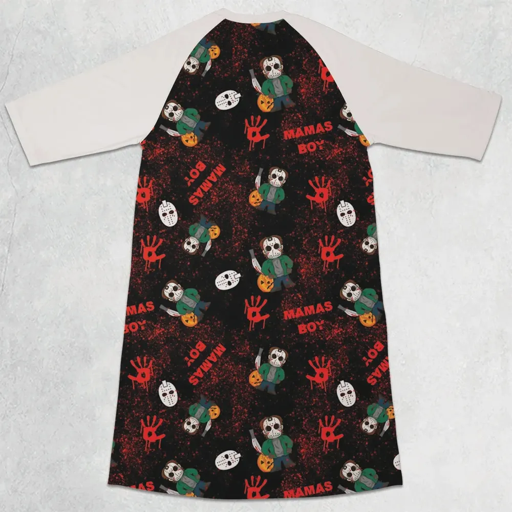 Mamas Boy Friday the 13th 3/4 Sleeve Raglan Dress - 2