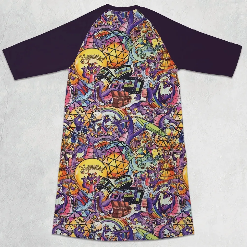The Cute Dragon Figment 3/4 Sleeve Raglan Dress - 2