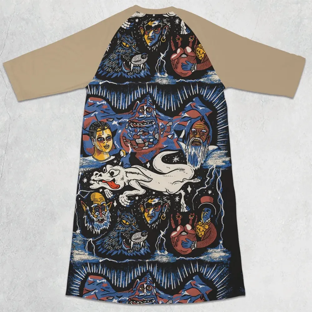 Mystery Falkor Neverending Story 3/4 Sleeve Raglan Dress - 2