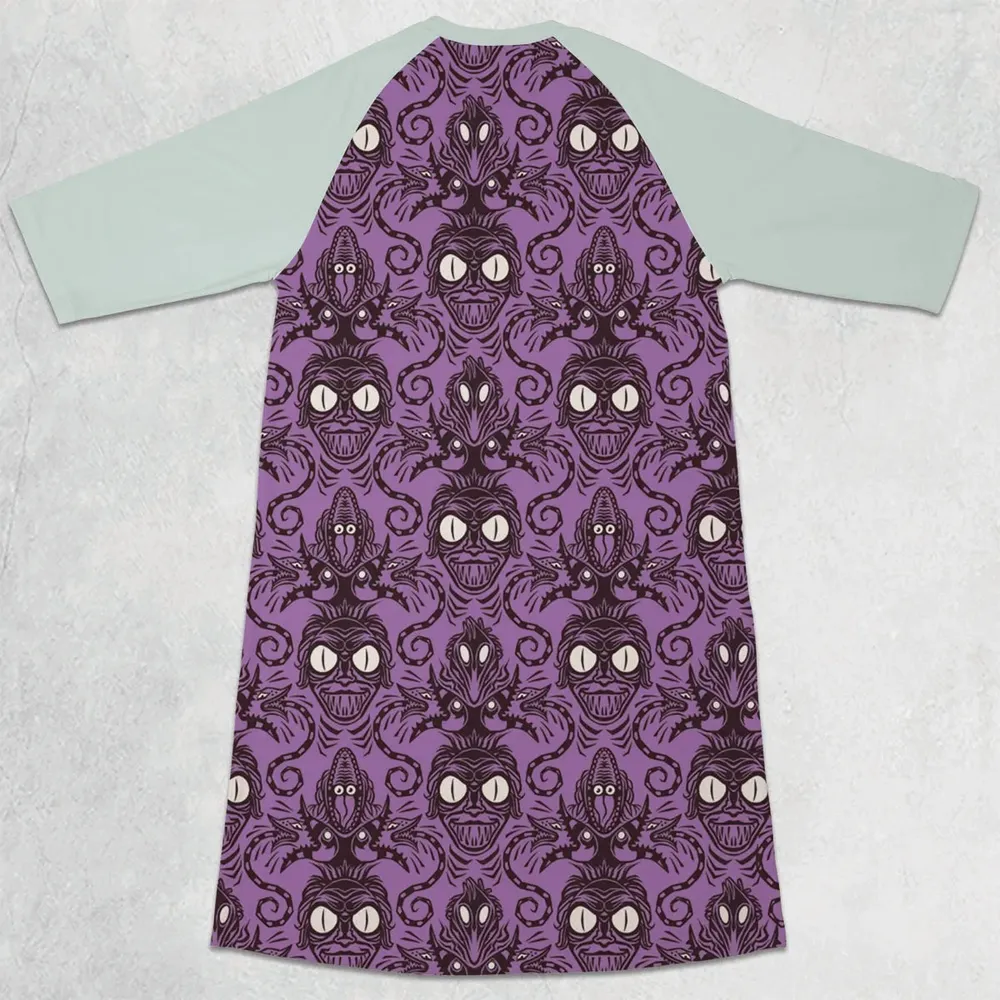 Beetlejuice Haunted Mansion Themed 3/4 Sleeve Raglan Dress - 2