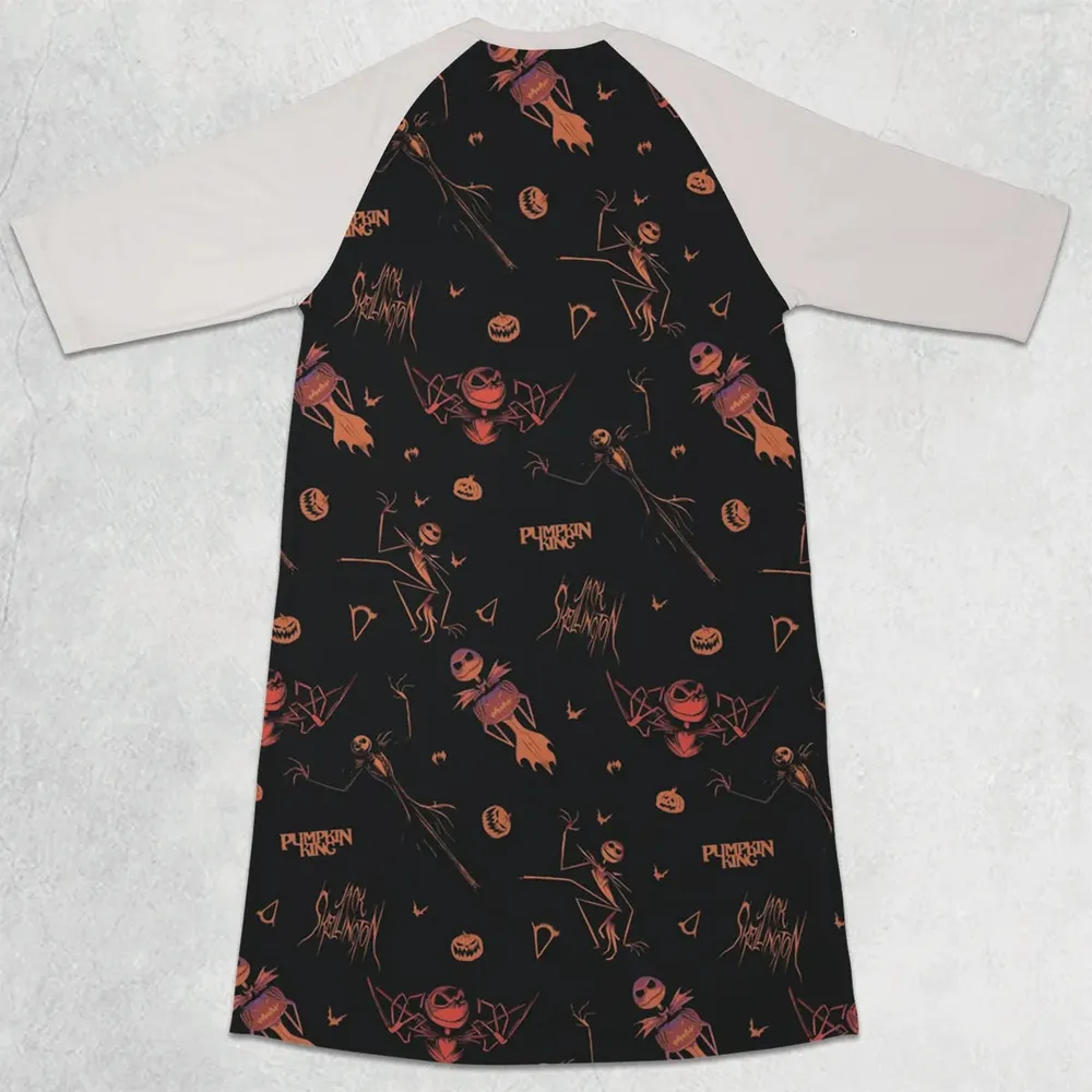 Pumpkin King Jack Skellington 3/4 Sleeve Raglan Dress - 2