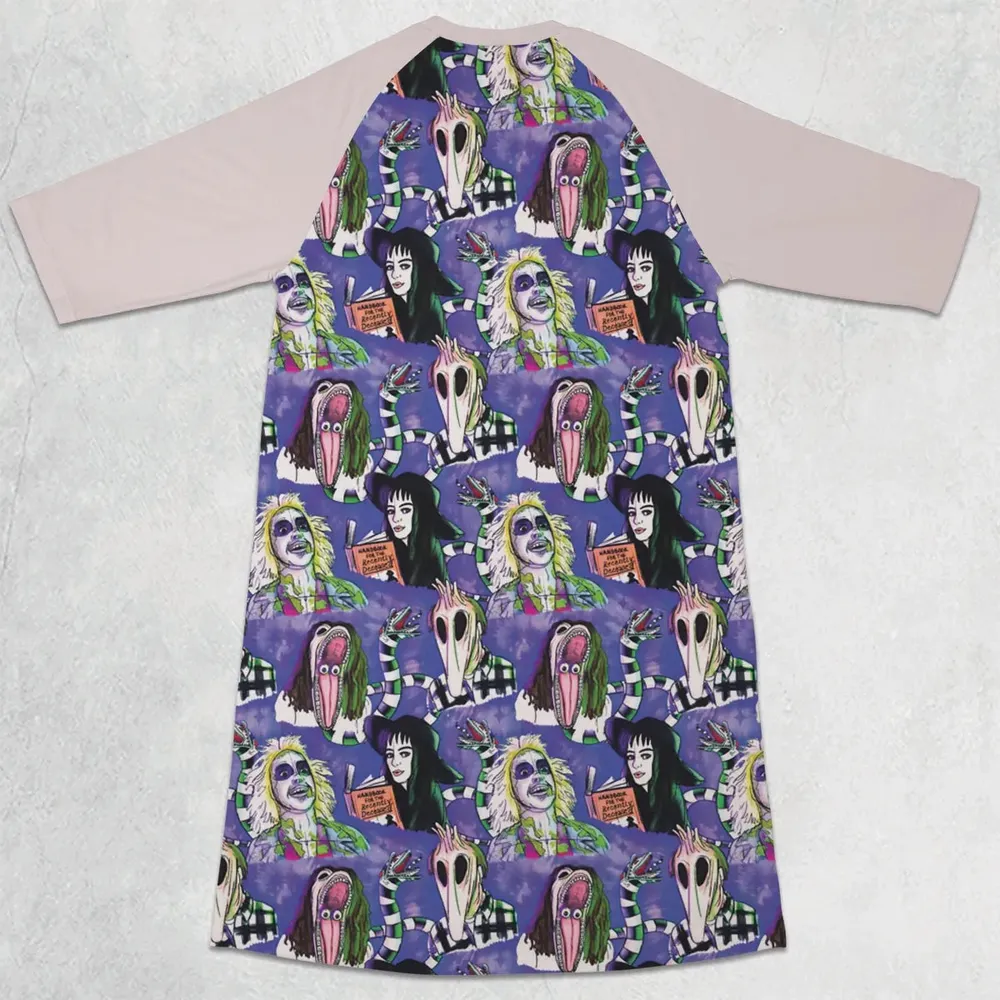 Beetle and Crew Beetlejuice 3/4 Sleeve Raglan Dress - 2