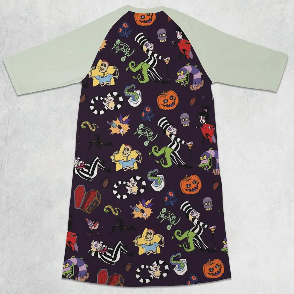 The Old Day Beetlejuice 3/4 Sleeve Raglan Dress - 2